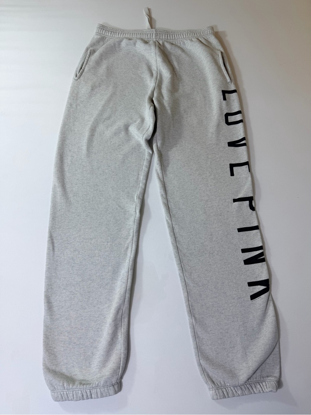 Victoria’s Secret LOVE PINK Gray Jogger Sweatpants Drawstring Women’s Sz Medium - Picture 1 of 5
